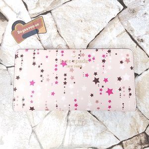 Staci Twinkle Printed Large Slim Bifold Wallet Leather Pink Multi Kate Spade